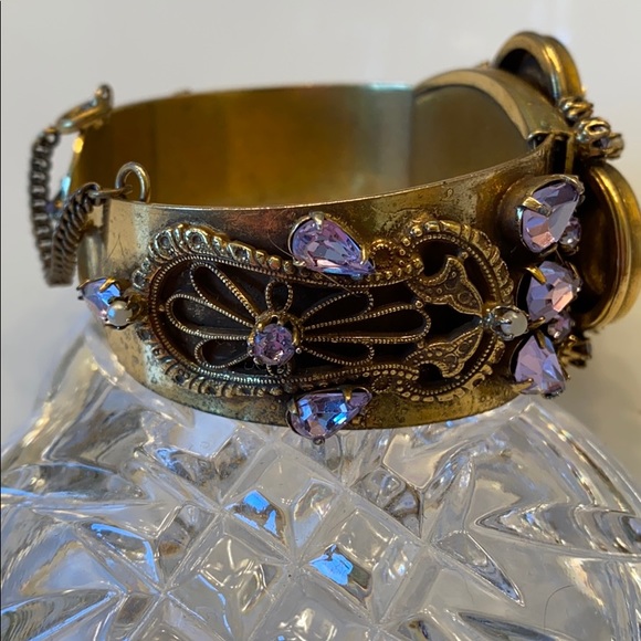 Vintage gold cuff with chain bracelet - Picture 4 of 7